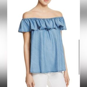 Allison Joy Chambray Denim Ruffle Top